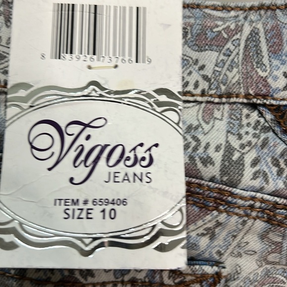 Vigoss Shorts Jean Girl Adjustable Waist Rollup Stretch Comfy Paisley Stretchy - Picture 6 of 12